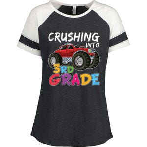 Crushing Into Third Grade Monster Truck Cute 3Rd Grade Gift Enza Ladies Jersey Colorblock Tee