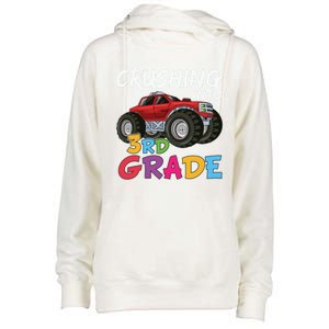 Crushing Into Third Grade Monster Truck Cute 3Rd Grade Gift Womens Funnel Neck Pullover Hood