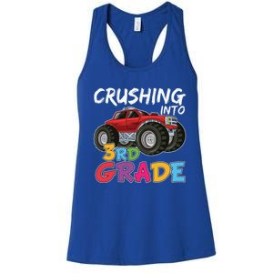 Crushing Into Third Grade Monster Truck Cute 3Rd Grade Gift Women's Racerback Tank