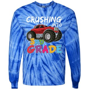 Crushing Into Third Grade Monster Truck Cute 3Rd Grade Gift Tie-Dye Long Sleeve Shirt