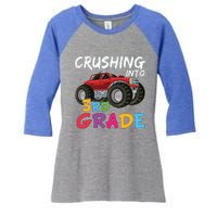 Crushing Into Third Grade Monster Truck Cute 3Rd Grade Gift Women's Tri-Blend 3/4-Sleeve Raglan Shirt