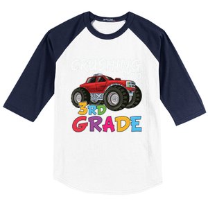 Crushing Into Third Grade Monster Truck Cute 3Rd Grade Gift Baseball Sleeve Shirt