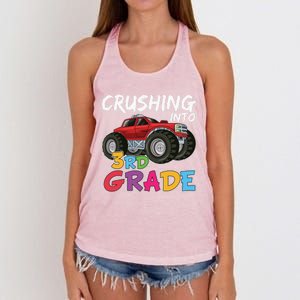 Crushing Into Third Grade Monster Truck Cute 3Rd Grade Gift Women's Knotted Racerback Tank