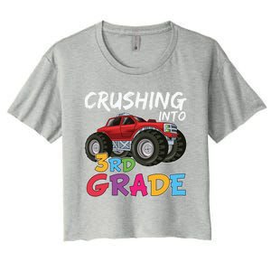 Crushing Into Third Grade Monster Truck Cute 3Rd Grade Gift Women's Crop Top Tee