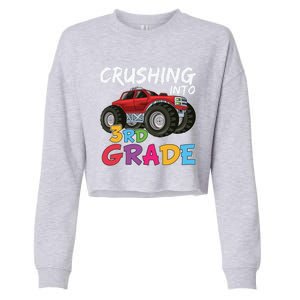 Crushing Into Third Grade Monster Truck Cute 3Rd Grade Gift Cropped Pullover Crew