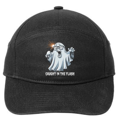 Caught In The Flash Funny Ghost Design For Halloween Fans 7-Panel Snapback Hat