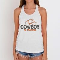 Cowboy In Training Western America Women's Knotted Racerback Tank