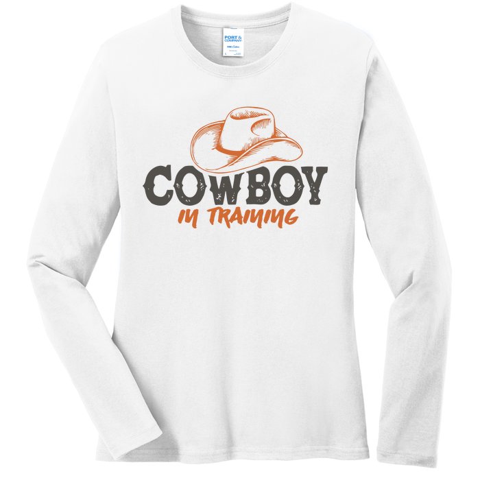 Cowboy In Training Western America Ladies Long Sleeve Shirt