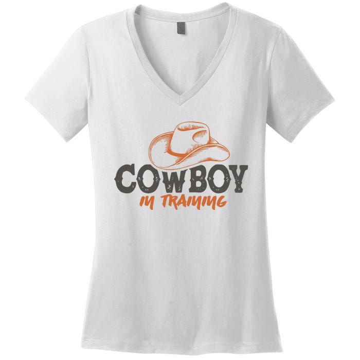 Cowboy In Training Western America Women's V-Neck T-Shirt