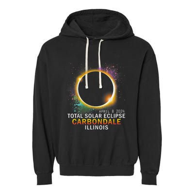 Carbondale Illinois Total Solar Eclipse April 8 2024 Garment-Dyed Fleece Hoodie