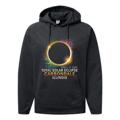 Carbondale Illinois Total Solar Eclipse April 8 2024 Performance Fleece Hoodie