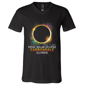 Carbondale Illinois Total Solar Eclipse April 8 2024 V-Neck T-Shirt