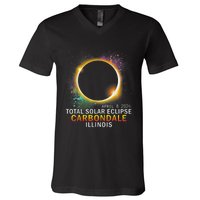 Carbondale Illinois Total Solar Eclipse April 8 2024 V-Neck T-Shirt