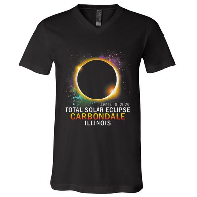 Carbondale Illinois Total Solar Eclipse April 8 2024 V-Neck T-Shirt