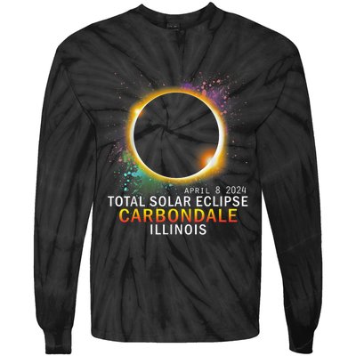 Carbondale Illinois Total Solar Eclipse April 8 2024 Tie-Dye Long Sleeve Shirt