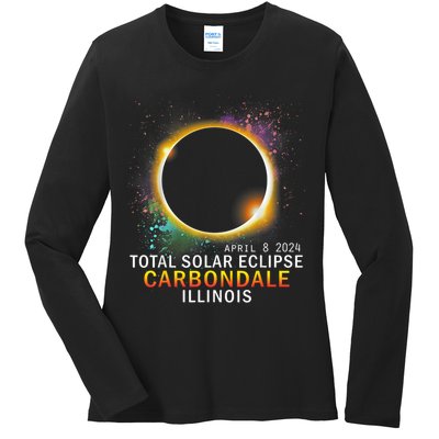 Carbondale Illinois Total Solar Eclipse April 8 2024 Ladies Long Sleeve Shirt