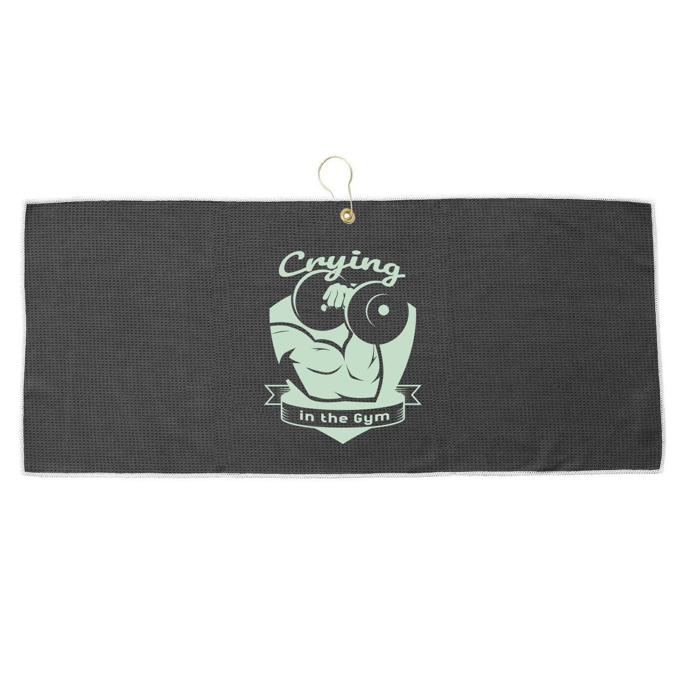 Crying In The Gym Funny Workout Gym Weightlifting Athlete Gift Large Microfiber Waffle Golf Towel