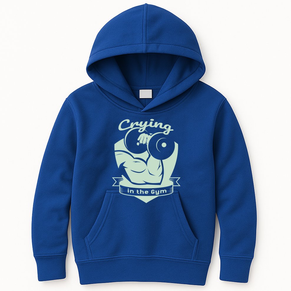 Crying In The Gym Funny Workout Gym Weightlifting Athlete Gift Kids Hoodie