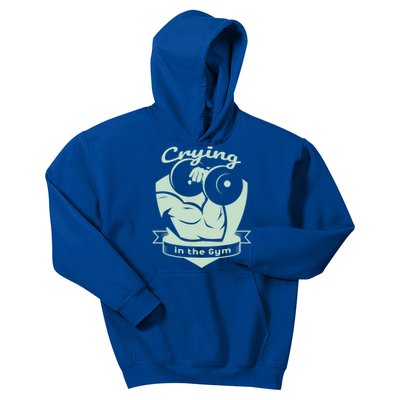 Crying In The Gym Funny Workout Gym Weightlifting Athlete Gift Kids Hoodie