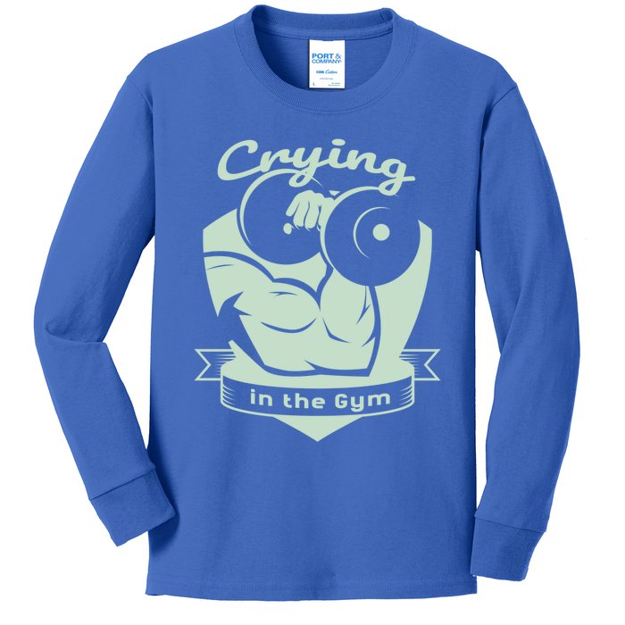 Crying In The Gym Funny Workout Gym Weightlifting Athlete Gift Kids Long Sleeve Shirt