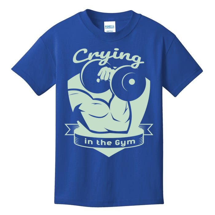 Crying In The Gym Funny Workout Gym Weightlifting Athlete Gift Kids T-Shirt