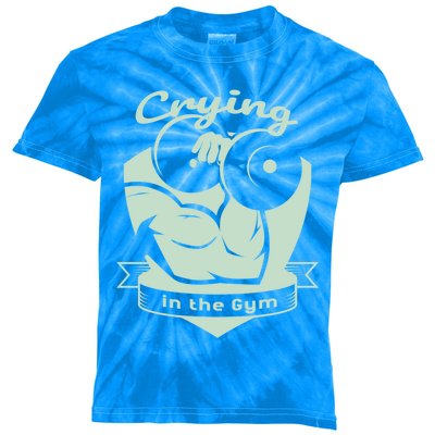 Crying In The Gym Funny Workout Gym Weightlifting Athlete Gift Kids Tie-Dye T-Shirt