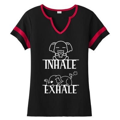 Cool Inhale The Good Exhale The Bad Funny Rehab Vintage Meaningful Gift Ladies Halftime Notch Neck Tee