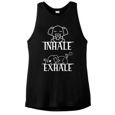 Cool Inhale The Good Exhale The Bad Funny Rehab Vintage Meaningful Gift Ladies PosiCharge Tri-Blend Wicking Tank