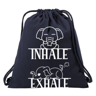 Cool Inhale The Good Exhale The Bad Funny Rehab Vintage Meaningful Gift Drawstring Bag