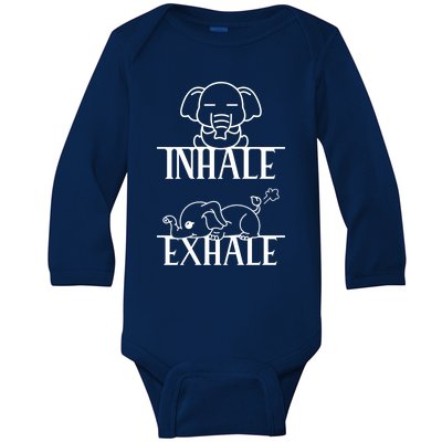 Cool Inhale The Good Exhale The Bad Funny Rehab Vintage Meaningful Gift Baby Long Sleeve Bodysuit