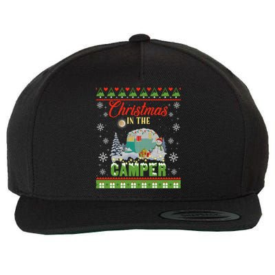 Christmas In The Camper Family Funny Camping Lover Xmas Trip Gift Wool Snapback Cap