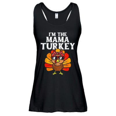 Cute IM The Mama Turkey Family Matching Thanksgiving Ladies Essential Flowy Tank