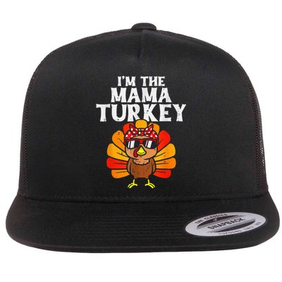 Cute IM The Mama Turkey Family Matching Thanksgiving Flat Bill Trucker Hat