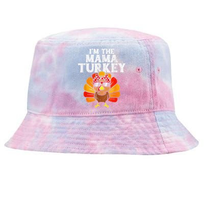 Cute IM The Mama Turkey Family Matching Thanksgiving Tie-Dyed Bucket Hat