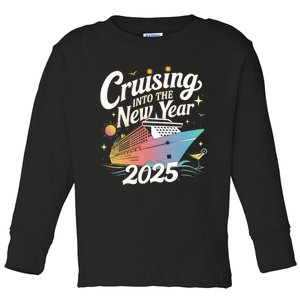 Cruising Into The New Year 2025 Family Vacation Holiday Toddler Long Sleeve Shirt