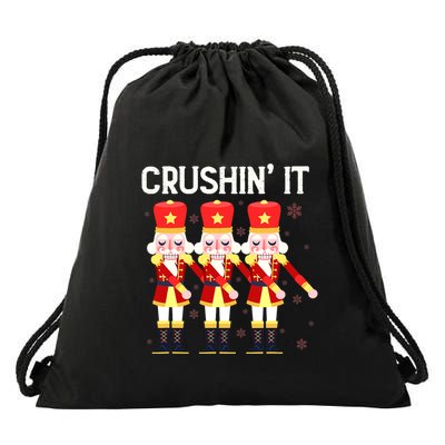Crushin' It The Christmas Retro Holiday Cute Nutcracker Xmas Drawstring Bag