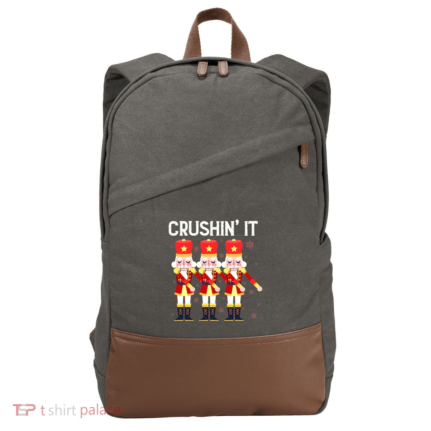 Crushin' It The Christmas Retro Holiday Cute Nutcracker Xmas Cotton Canvas Backpack