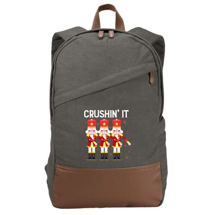 Crushin' It The Christmas Retro Holiday Cute Nutcracker Xmas Cotton Canvas Backpack