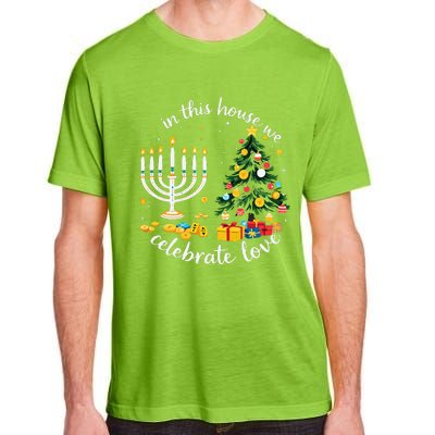 Christmas In This House We Celebrate Love Teacher Adult ChromaSoft Performance T-Shirt