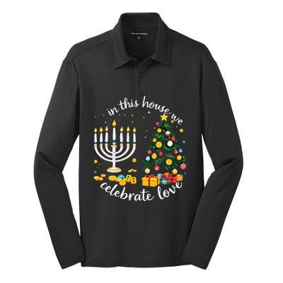 Christmas In This House We Celebrate Love Teacher Silk Touch Performance Long Sleeve Polo