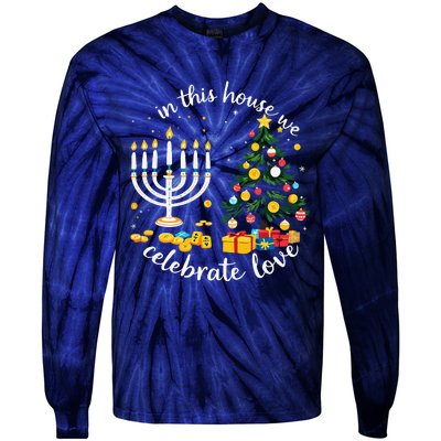 Christmas In This House We Celebrate Love Teacher Tie-Dye Long Sleeve Shirt