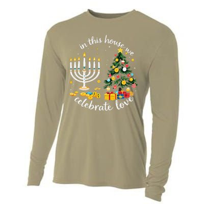 Christmas In This House We Celebrate Love Teacher Cooling Performance Long Sleeve Crew