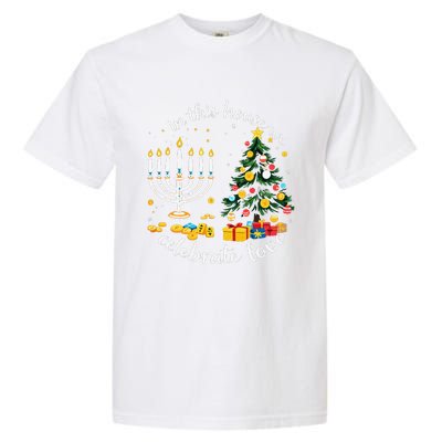 Christmas In This House We Celebrate Love Teacher Garment-Dyed Heavyweight T-Shirt