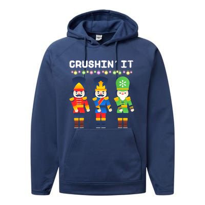 Crushin' It The Christmas Retro Holiday Cute Performance Fleece Hoodie