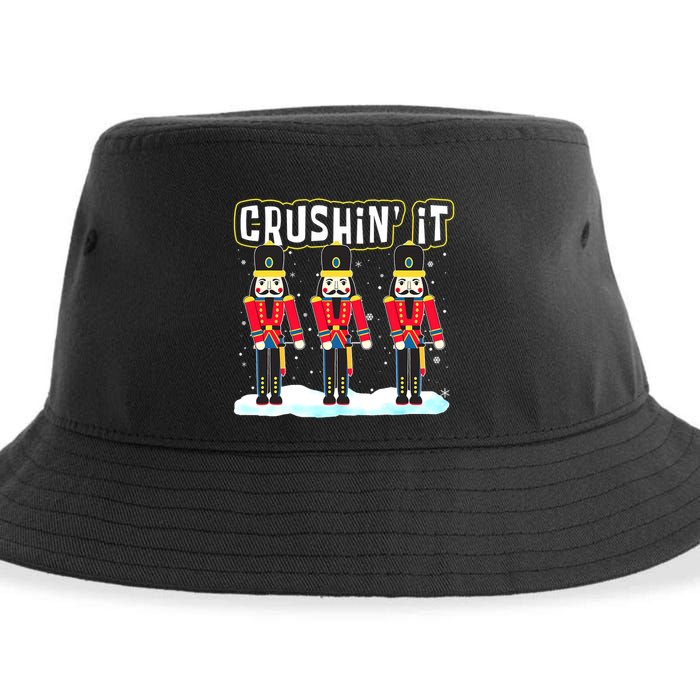 Crushin' It The Christmas Retro Holiday Cute Nutcracker Xmas Sustainable Bucket Hat