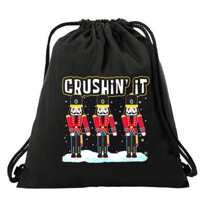 Crushin' It The Christmas Retro Holiday Cute Nutcracker Xmas Drawstring Bag