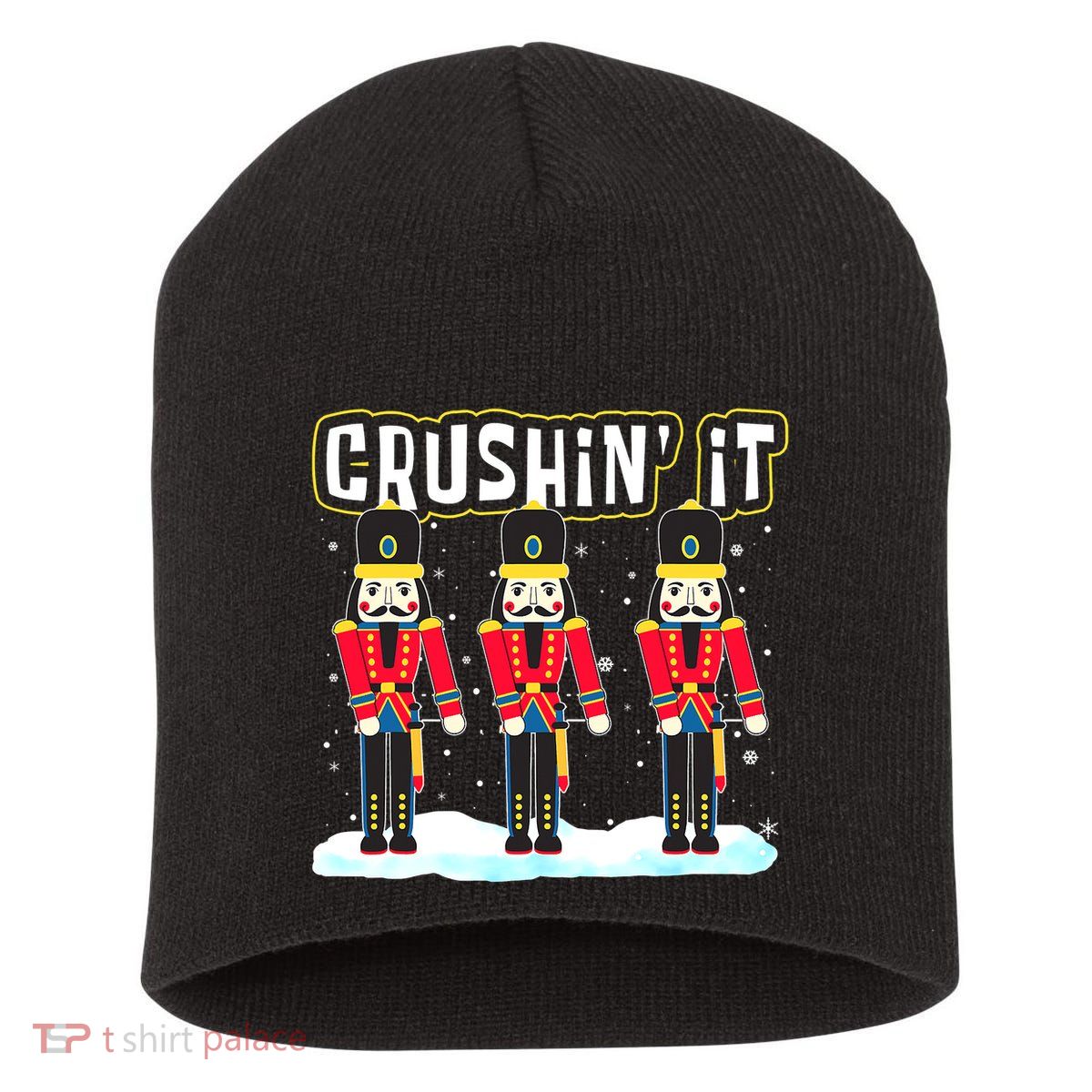 Crushin' It The Christmas Retro Holiday Cute Nutcracker Xmas Short Acrylic Beanie