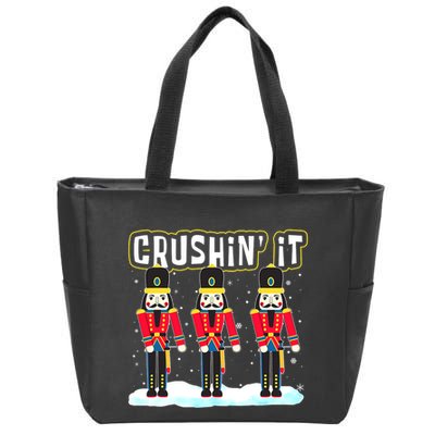 Crushin' It The Christmas Retro Holiday Cute Nutcracker Xmas Zip Tote Bag