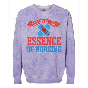 Caring Is The Essence Of Nursing Colorblast Crewneck Sweatshirt