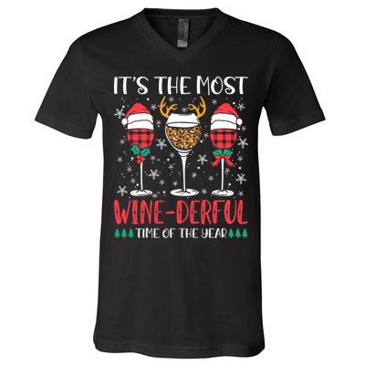 Christmas It's The Most Wine Derful Time Of The Year V-Neck T-Shirt
